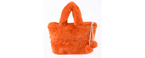 Дамска чанта от качествен плюш в оранжев цвят. Код: PL13
