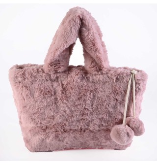 Дамска чанта от качествен плюш в розов цвят. Код: PL13