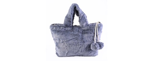 Дамска чанта от качествен плюш в сив цвят. Код: PL13