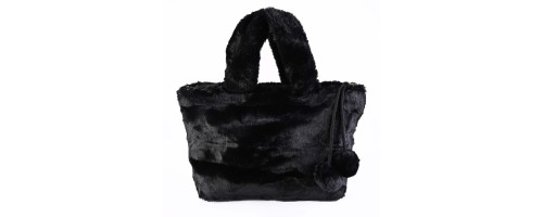 Дамска чанта от качествен плюш в черно. Код: PL13