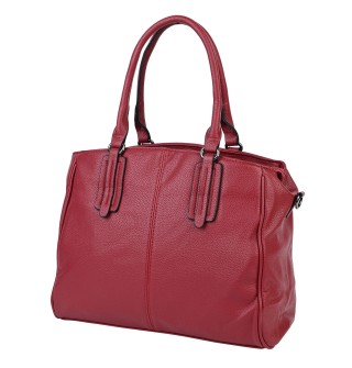 Голяма дамска чанта от висококачествена еко кожа в червен цвят - Код: ZD07