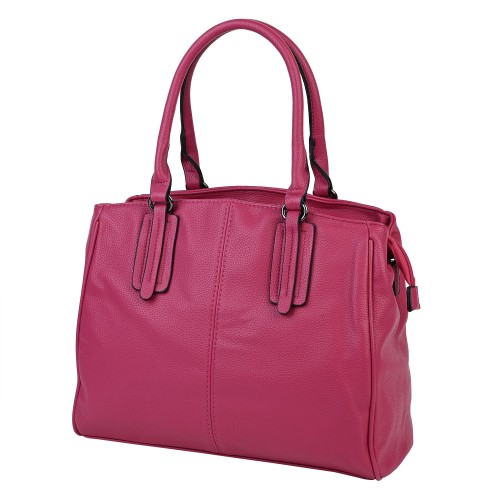 Голяма дамска чанта от висококачествена еко кожа в цвят циклама - Код: ZD07