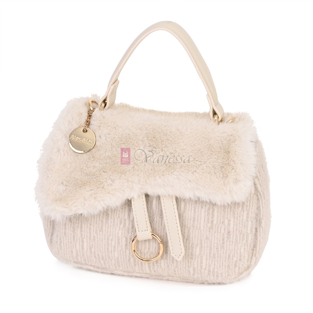 Малка дамска чанта от висококачествена еко кожа в светлобежов цвят. Код: 0236