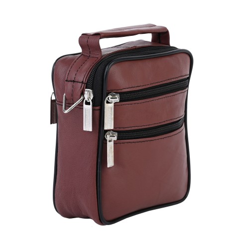 Мъжка чанта от естествена кожа в червен цвят. Код: M5003