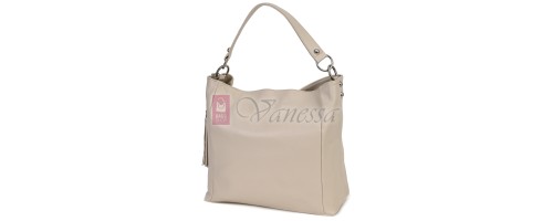 Голяма дамска чанта, от естествена кожа, в светлобежов цвят. Код: EK10