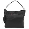 Голяма дамска чанта, от естествена кожа, в черен цвят. Код: EK10