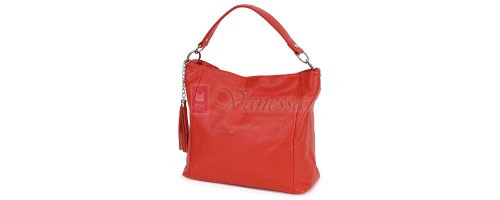 Голяма дамска чанта, от естествена кожа, в червен цвят. Код: EK10