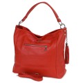 Голяма дамска чанта, от естествена кожа, в червен цвят. Код: EK10
