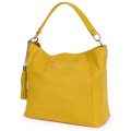 Голяма дамска чанта, от естествена кожа, в жълт цвят. Код: EK10