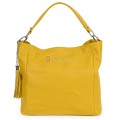 Голяма дамска чанта, от естествена кожа, в жълт цвят. Код: EK10