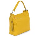 Голяма дамска чанта, от естествена кожа, в жълт цвят. Код: EK10