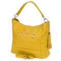 Голяма дамска чанта, от естествена кожа, в жълт цвят. Код: EK10