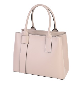 Голяма дамска чанта от естествена кожа в бежов цвят. Код: EK126