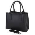 Голяма дамска чанта от естествена кожа в черен цвят. Код: EK126