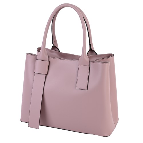 Голяма дамска чанта от естествена кожа в розов цвят. Код: EK126