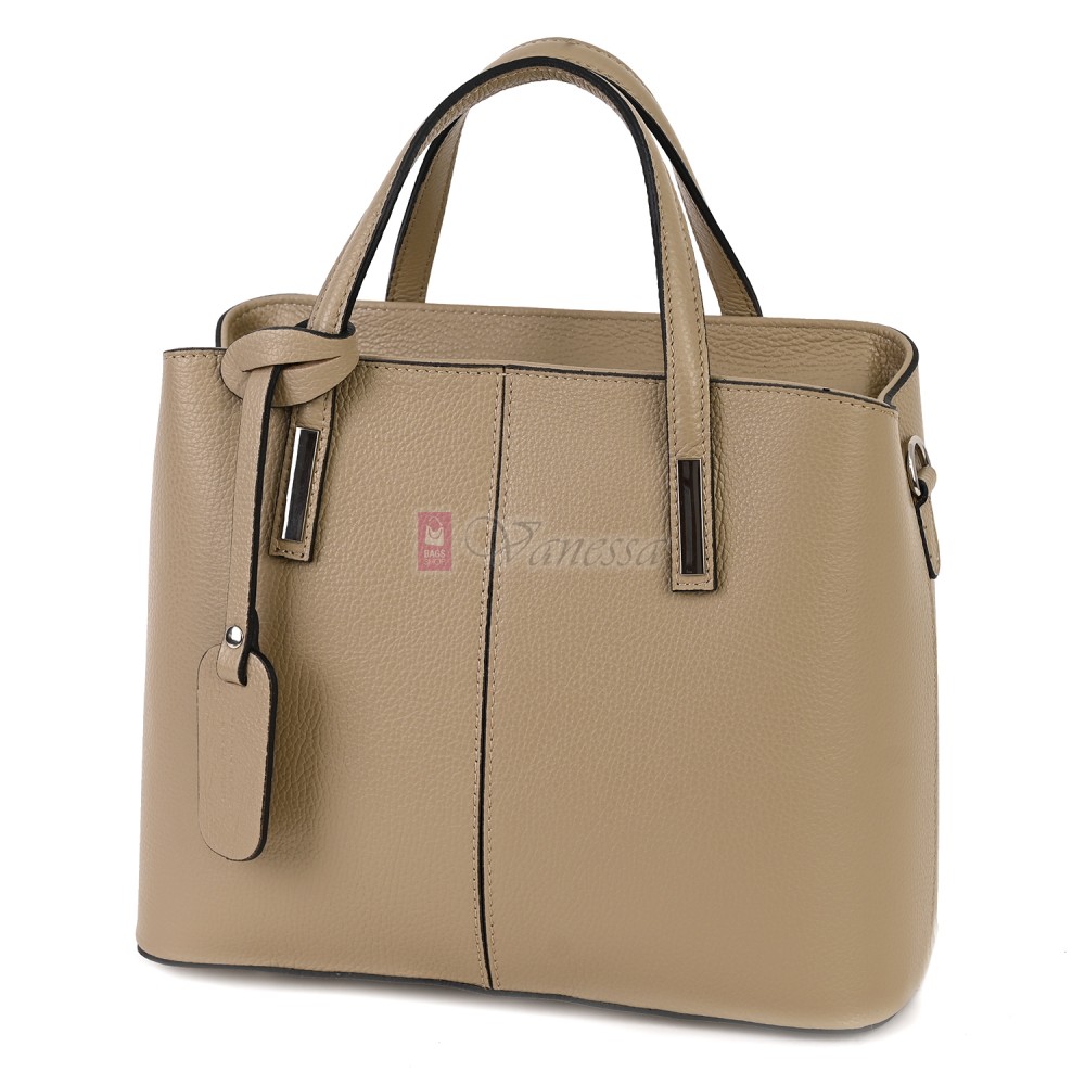 Дамска чанта от естествена кожа в бежов цвят Код: EK145