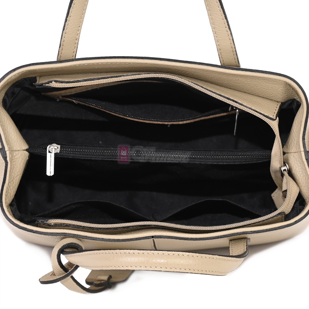 Дамска чанта от естествена кожа в бежов цвят Код: EK145