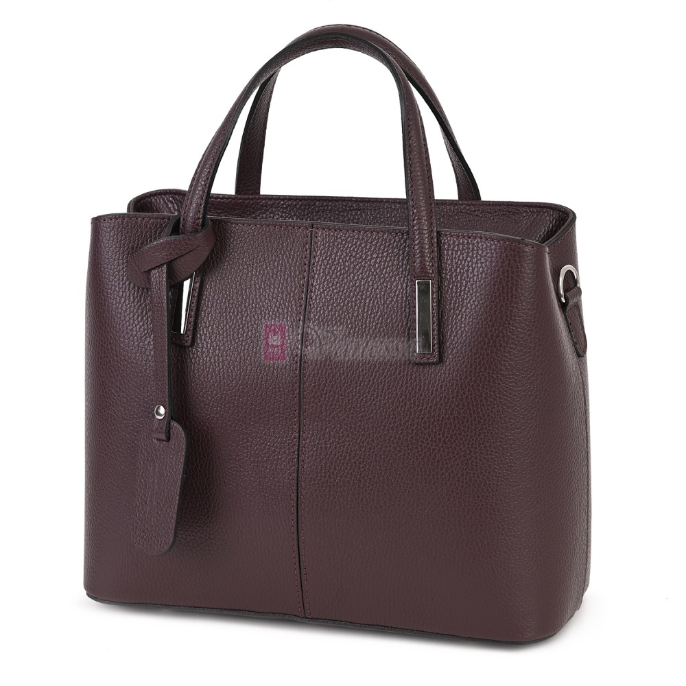Елегантна дамска чанта от естествена кожа, в цвят бордо Код: EK55