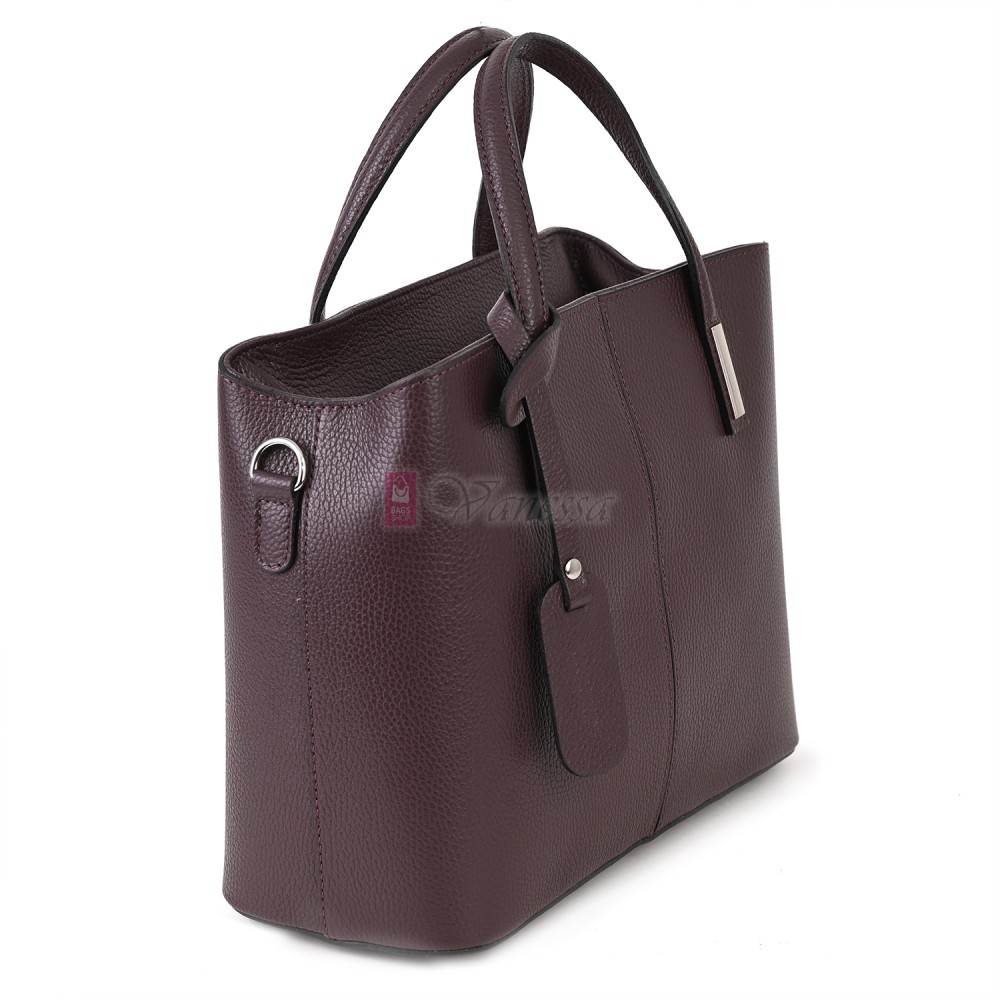 Елегантна дамска чанта от естествена кожа, в цвят бордо Код: EK55