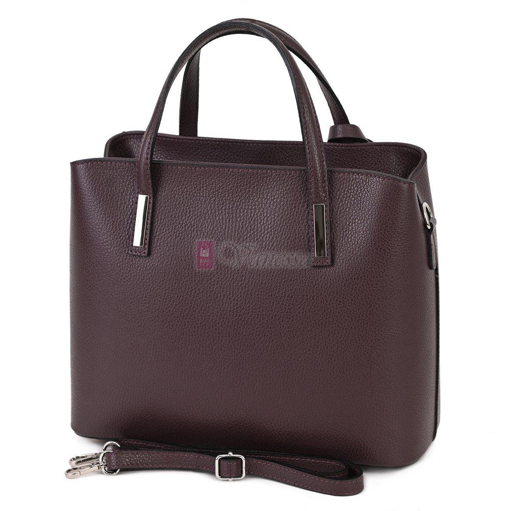 Елегантна дамска чанта от естествена кожа, в цвят бордо Код: EK55