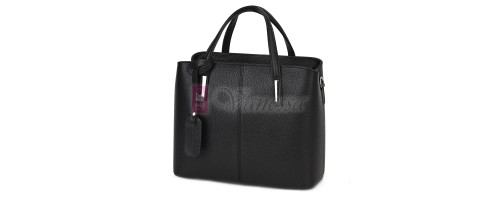 Елегантна дамска чанта от естествена кожа, в черен цвят Код: EK55