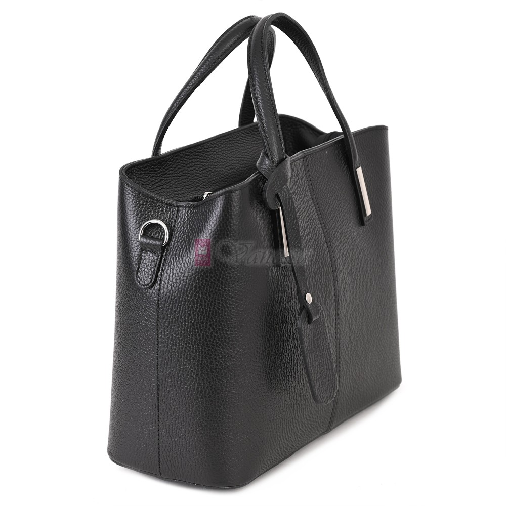 Дамска чанта от естествена кожа в черен цвят Код: EK145