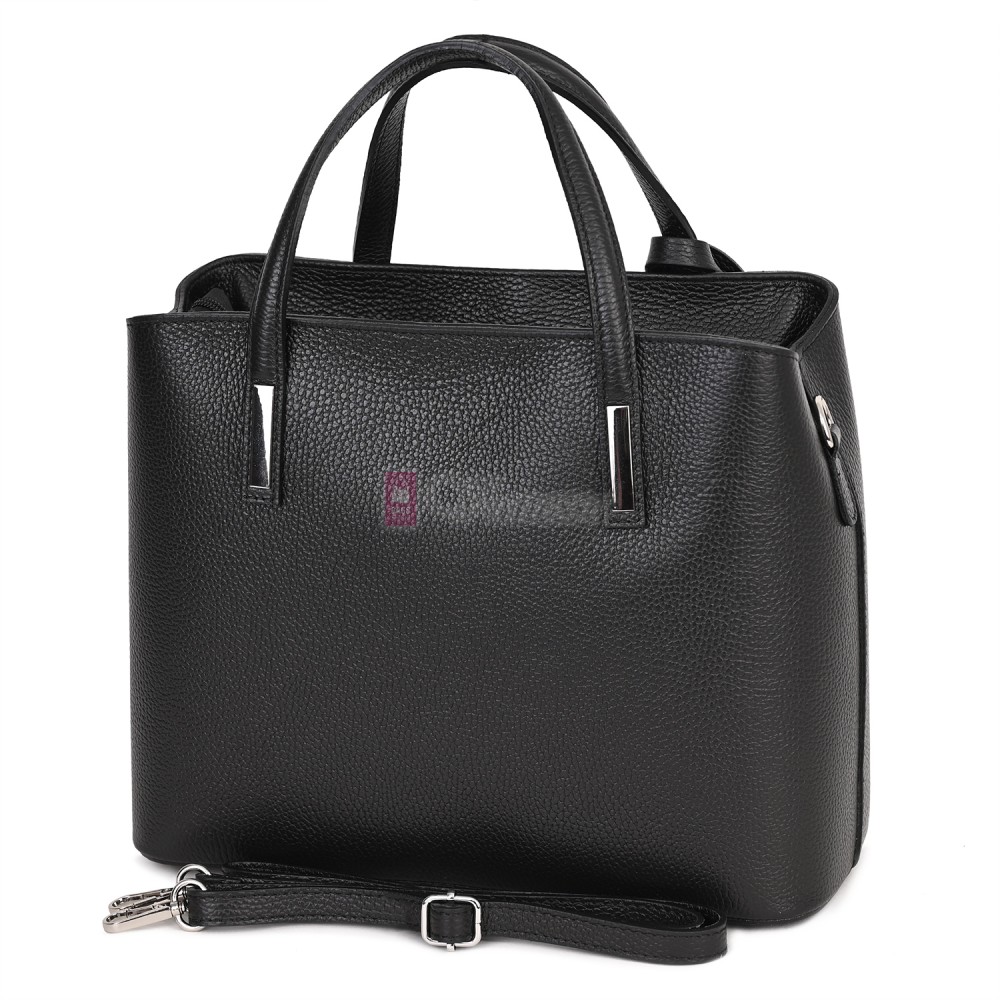 Дамска чанта от естествена кожа в черен цвят Код: EK145