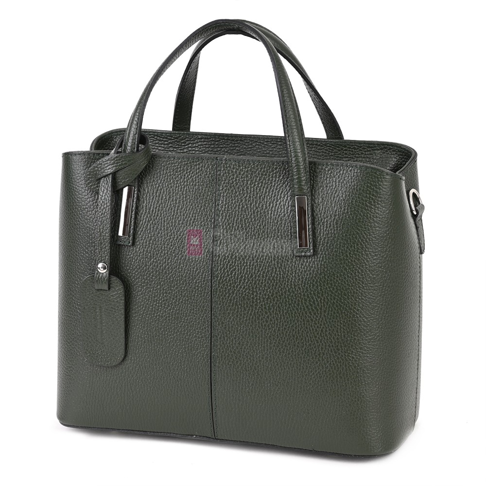 Елегантна дамска чанта от естествена кожа, в зелен цвят Код: EK55