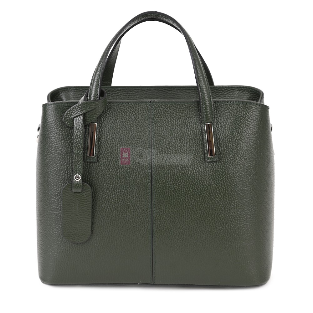 Елегантна дамска чанта от естествена кожа, в зелен цвят Код: EK55