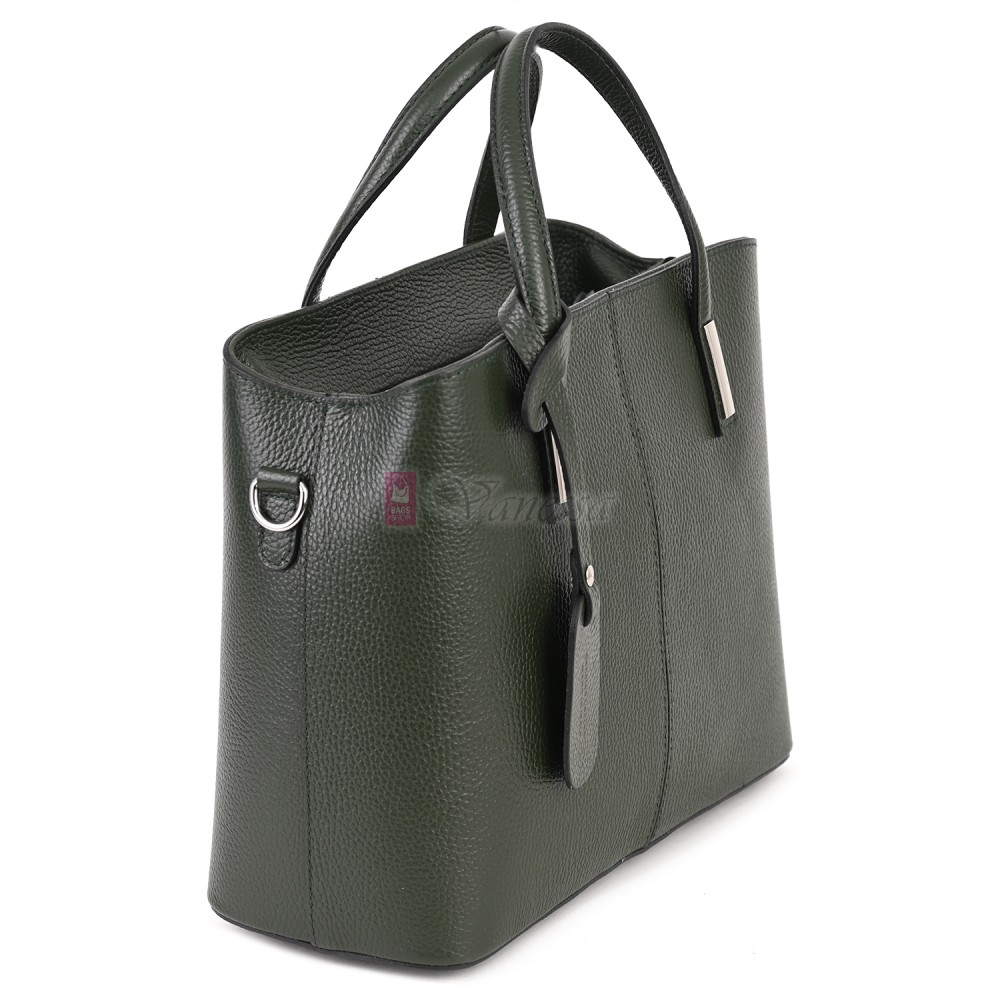 Елегантна дамска чанта от естествена кожа, в зелен цвят Код: EK55