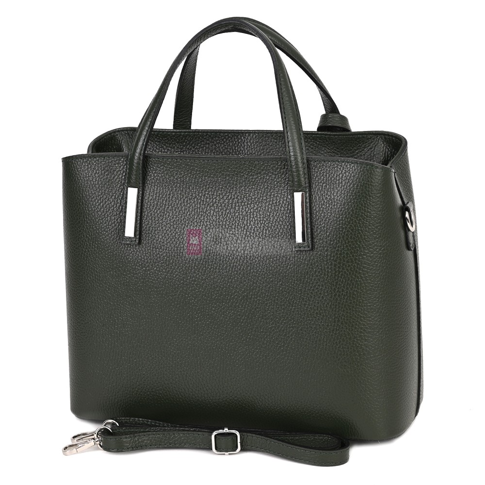 Елегантна дамска чанта от естествена кожа, в зелен цвят Код: EK55