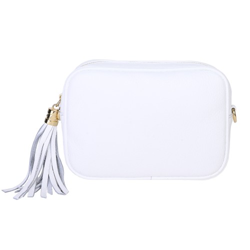 Малка дамска чанта от естествена кожа в бял цвят. Код: EK30
