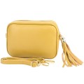 Малка дамска чанта от естествена кожа в жълт цвят. Код: EK30