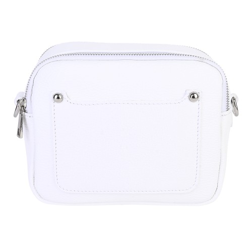 Малка дамска чанта от естествена кожа в бял цвят. Код: EK36