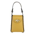 Малка дамска чанта от естествена кожа в жълт цвят. Код: EK37