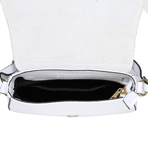 Дамска чанта от естествена кожа в бял цвят Код: EK43