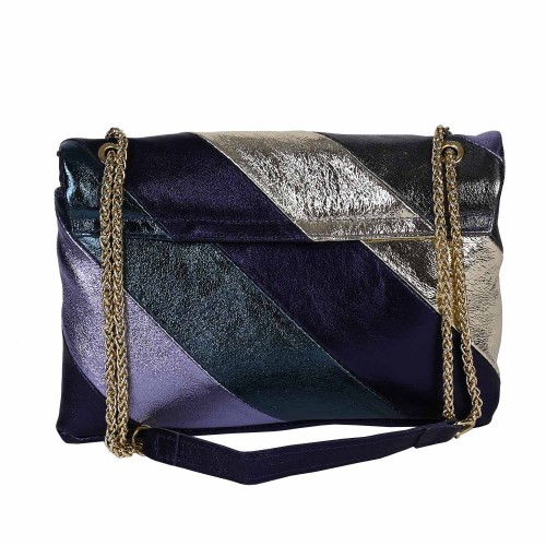 Дамска чанта от естествена кожа в син цвят. Код: 58