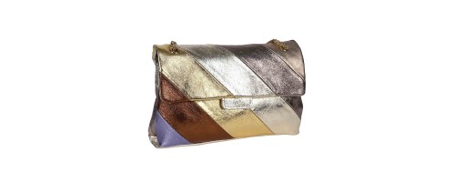 Дамска чанта от естествена кожа в златист цвят. Код: 58