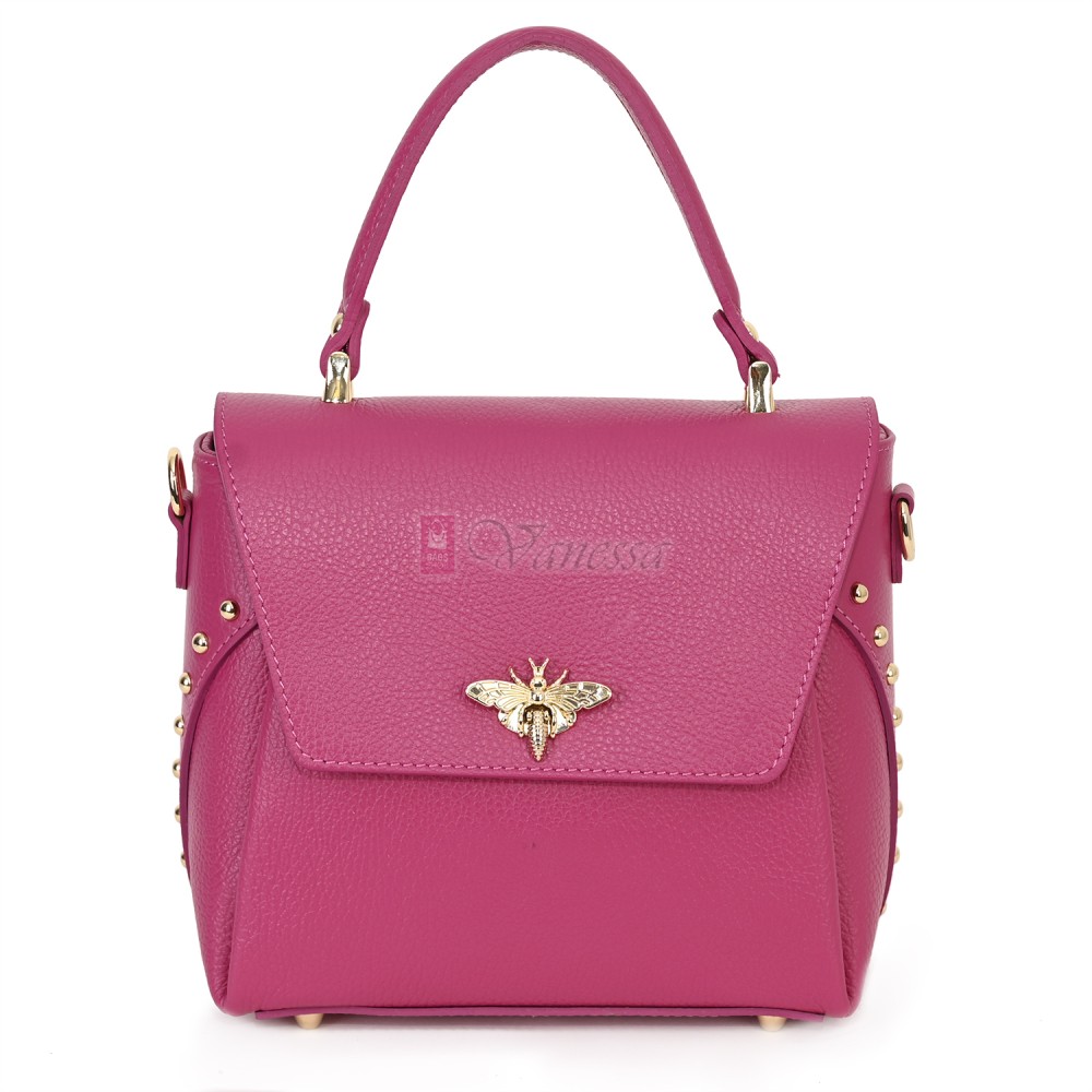 Дамска чанта от естествена кожа в цвят циклама. Код: EK56