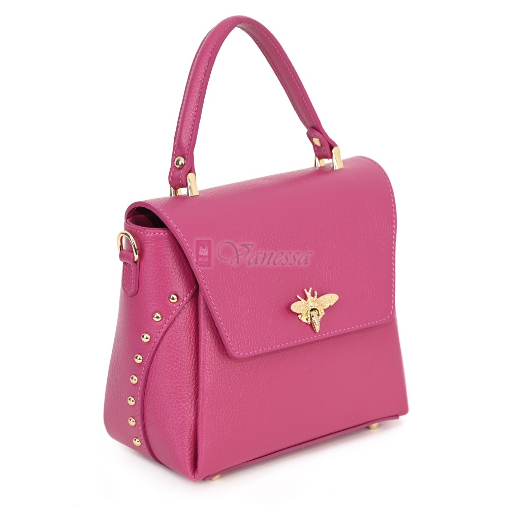 Дамска чанта от естествена кожа в цвят циклама. Код: EK56