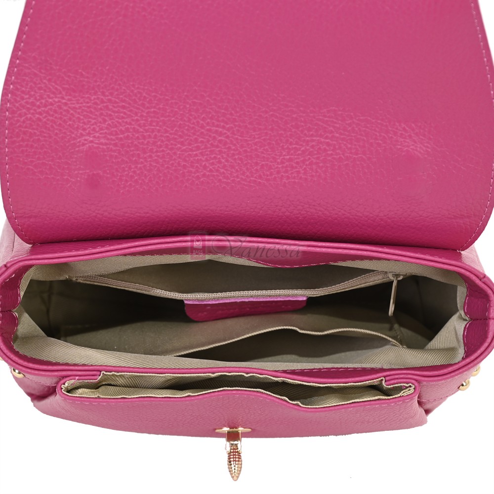 Дамска чанта от естествена кожа в цвят циклама. Код: EK56