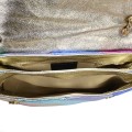 Дамска чанта от естествена кожа в шарен златист цвят. Код: EK58