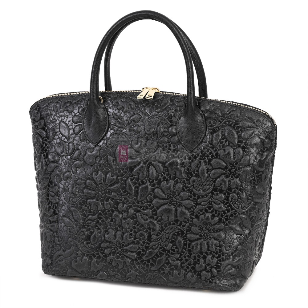 Елегантна дамска чанта от естествена кожа, в черен цвят Код: EK60