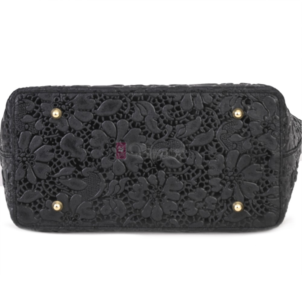 Елегантна дамска чанта от естествена кожа, в черен цвят Код: EK60