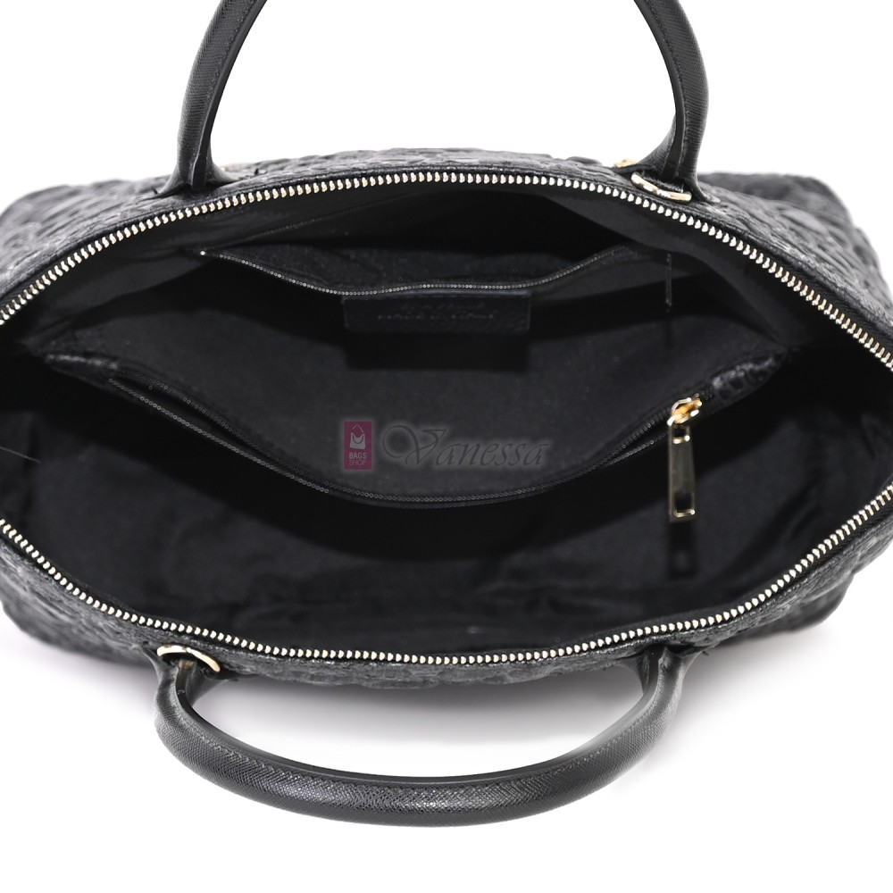 Елегантна дамска чанта от естествена кожа, в черен цвят Код: EK60