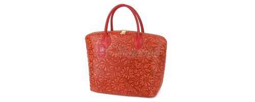 Елегантна дамска чанта от естествена кожа, в червен цвят Код: EK60