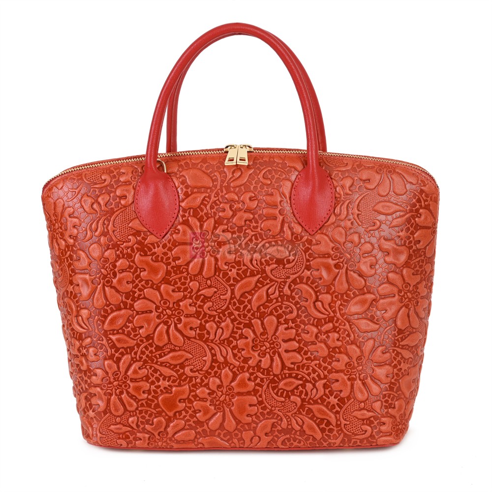 Елегантна дамска чанта от естествена кожа, в червен цвят Код: EK60