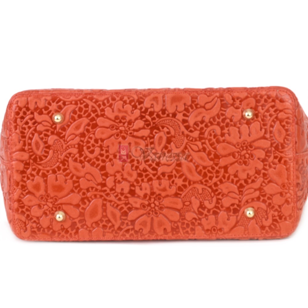 Елегантна дамска чанта от естествена кожа, в червен цвят Код: EK60