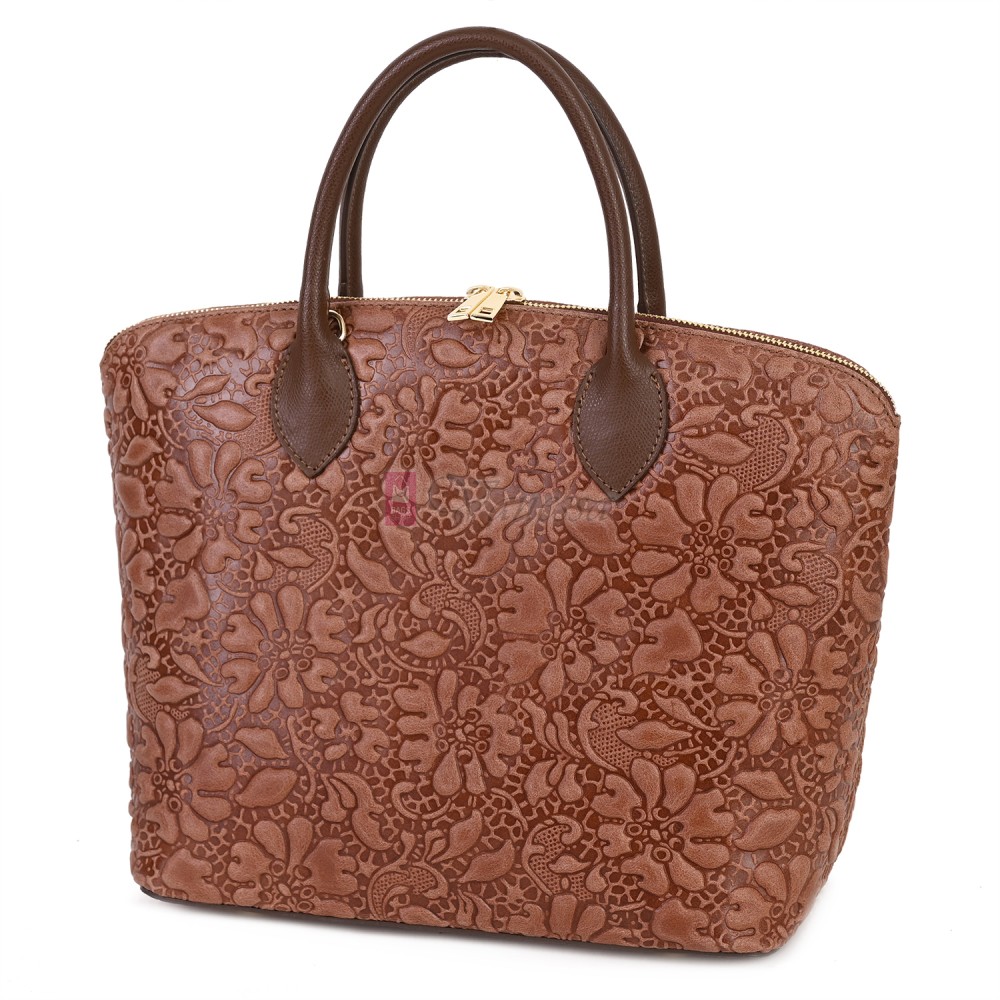 Елегантна дамска чанта от естествена кожа, в кафяв цвят Код: EK60