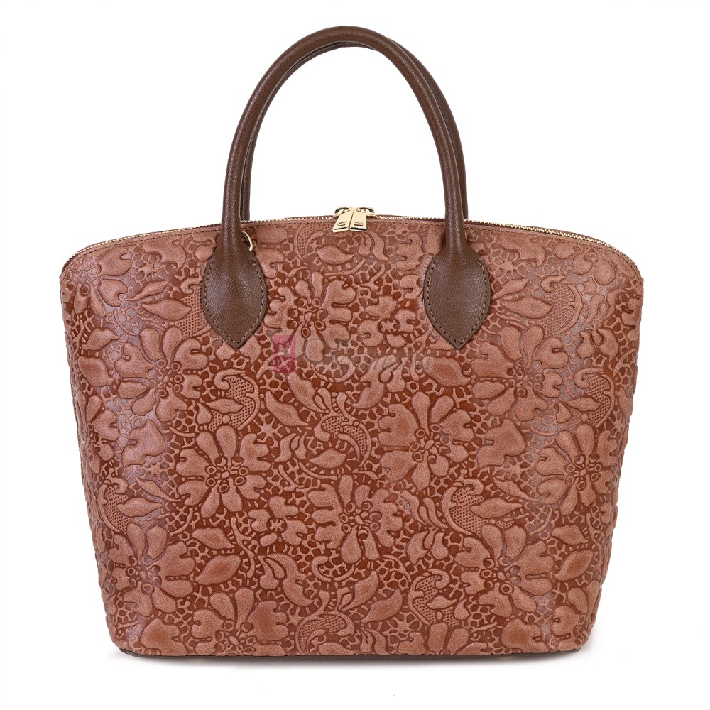 Елегантна дамска чанта от естествена кожа, в кафяв цвят Код: EK60